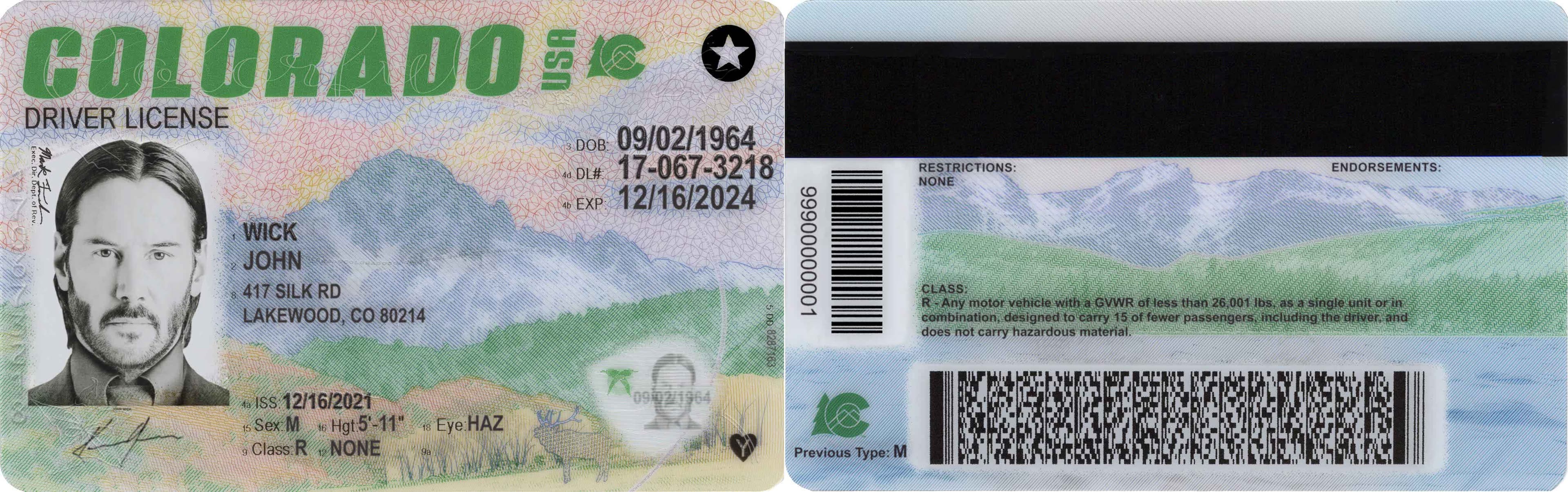 Colorado Driver License in PSD Format