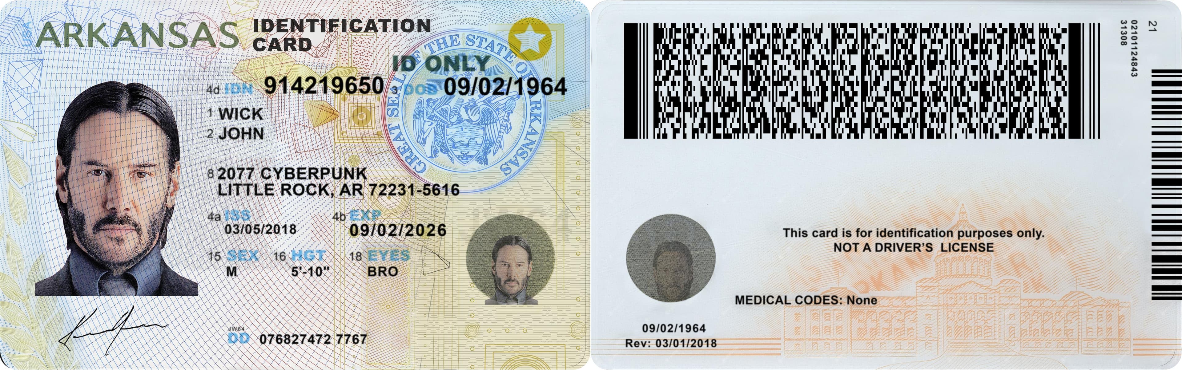 Arkansas ID Card in PSD Format