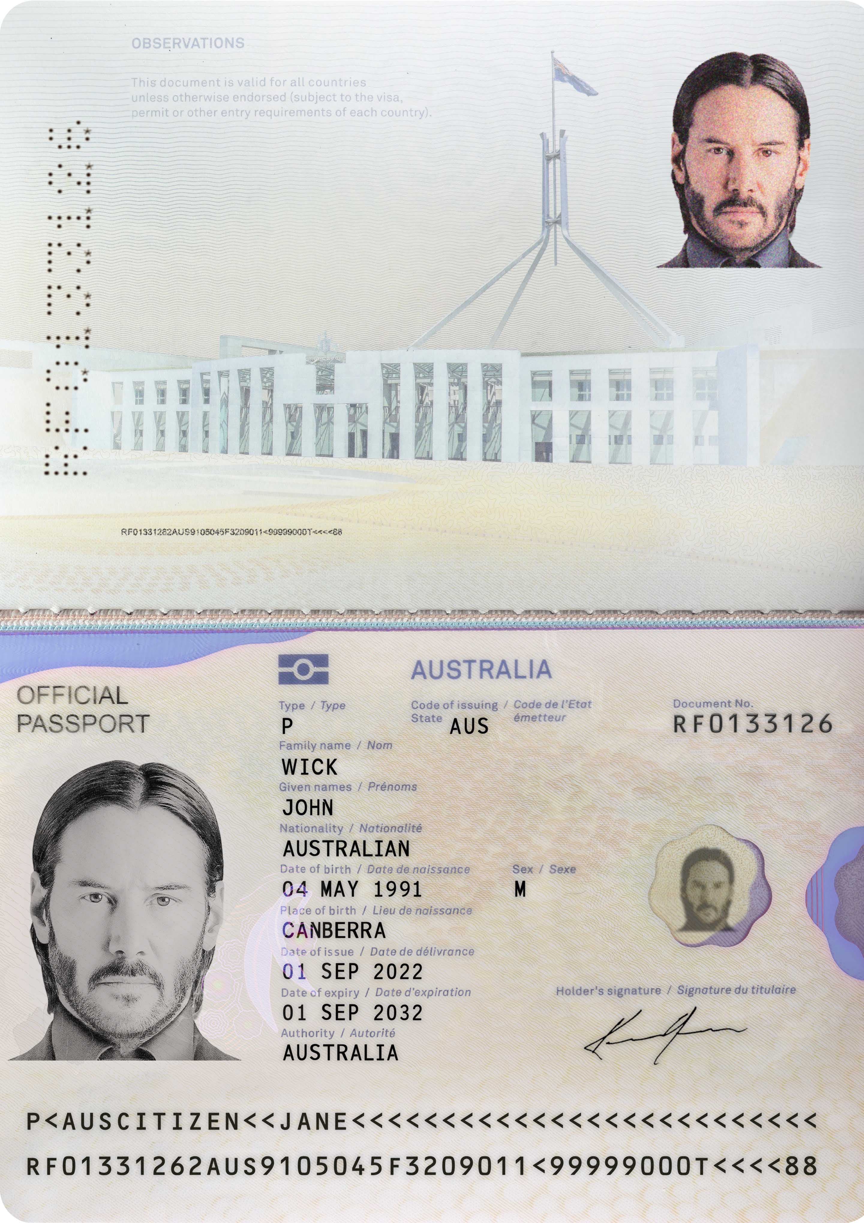 Australia Passport Template in PSD Format